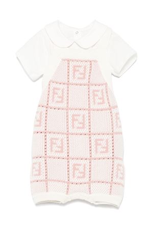 pink cotton romper FENDI KIDS | BUG190ATS6F1SGN